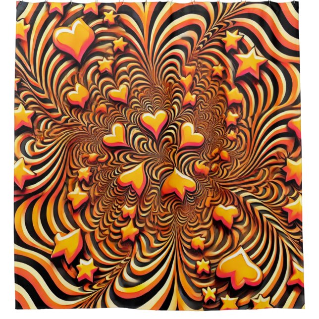 Rideaux De Douche Orange Heart Design (Devant)
