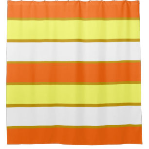 Rideaux De Douche Orange, jaune et White Stripes