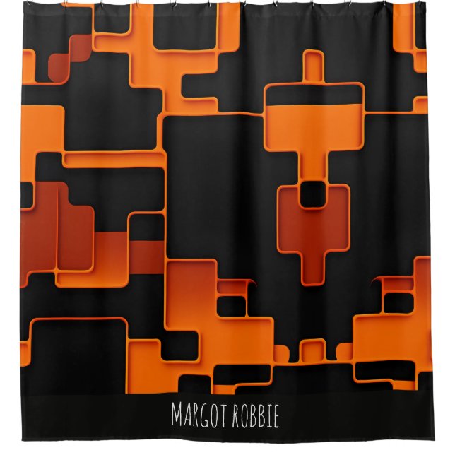 Rideaux De Douche Orange labyrinthe créatif carrés Abstrait Motif (Devant)