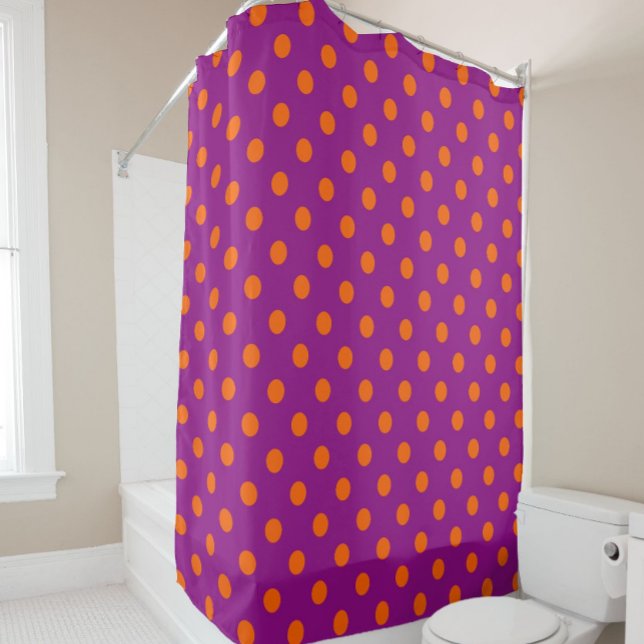 Rideaux De Douche Orange On Purple Pois Design Motif (Créateur téléchargé)