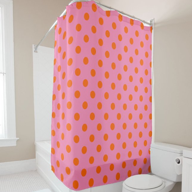 Rideaux De Douche Orange On Rose Pois Design Motif (Créateur téléchargé)