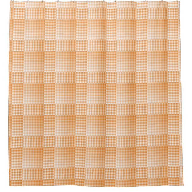Rideaux De Douche Orange White Checker Abstract Pattern (Devant)