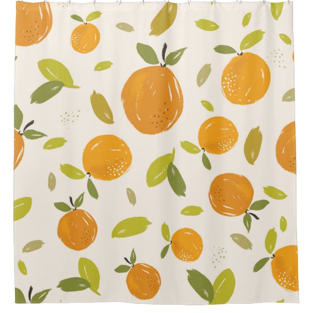 Rideaux De Douche Oranges peintes à la main fruit sans couture desig (Devant)