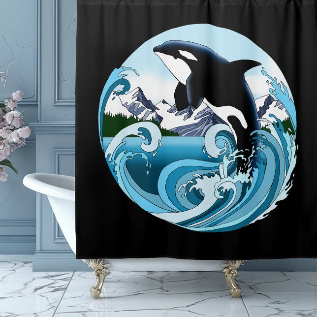 Rideaux De Douche Orca Killer Whale Blue Ocean (Créateur téléchargé)