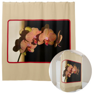 Rideaux De Douche Orchidées Corail Jaune Rose Floral Photographique