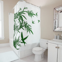 Orient Accent vert luxuriant Bambou et oiseaux avi