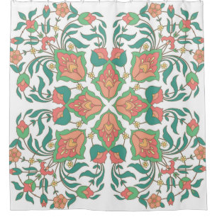 Rideaux De Douche Oriental Floral Vintage Design