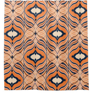 Rideaux De Douche Oriental Seamless : Ornement orange noir