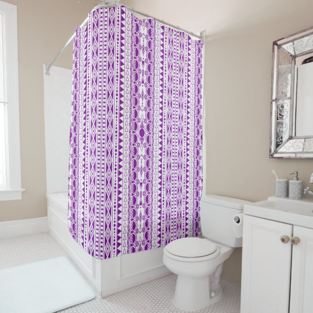 Rideaux De Douche Ornement Bohème 30122020 Violet (En situation)