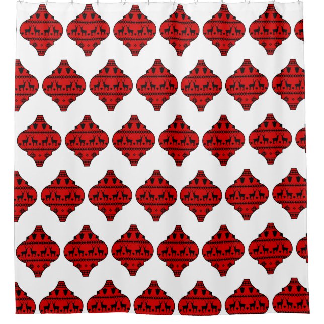 Rideaux De Douche Ornement Buffalo Plaid Reindeer (Devant)