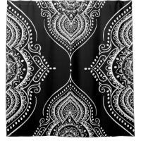 Ornement Floral De Dentelle Blanche Sur Noir