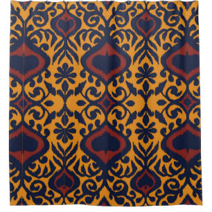 Rideaux De Douche Ornement folklorique géométrique Ikat. Damas orien