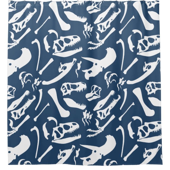 Rideaux De Douche Os de dinosaure (bleu) (Devant)