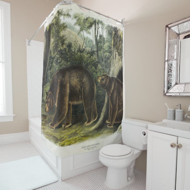 Rideaux De Douche Ours de cannelle des Quadrupeds d'Audubon (En situation)