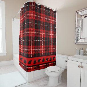 Rideaux De Douche Ours noir cabine rouge Plaid