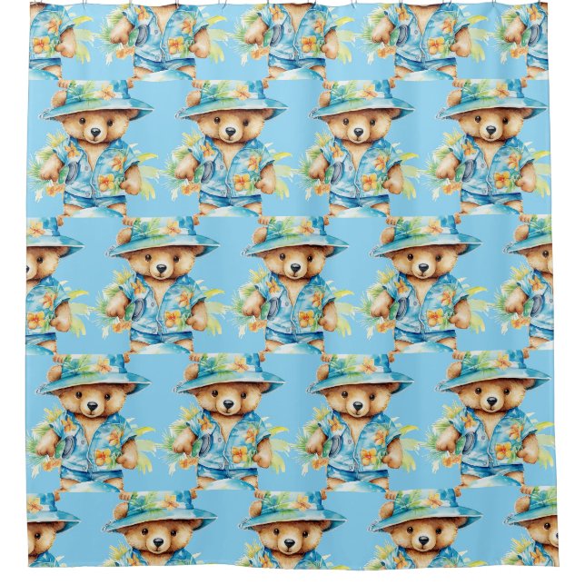 Rideaux de douche Ourson Bleu pour Garçon (Devant)