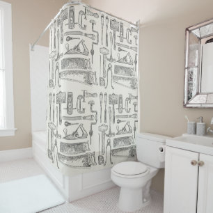 Rideaux De Douche Outils main vintage Motif Carpenter Handyman