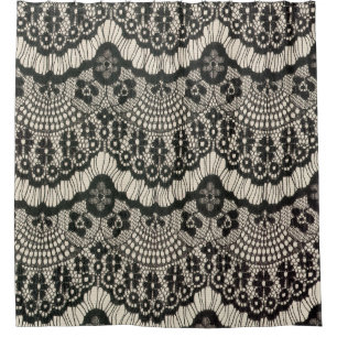 Rideaux De Douche Ouvrage en dentelle de tissu. Ornement floral en