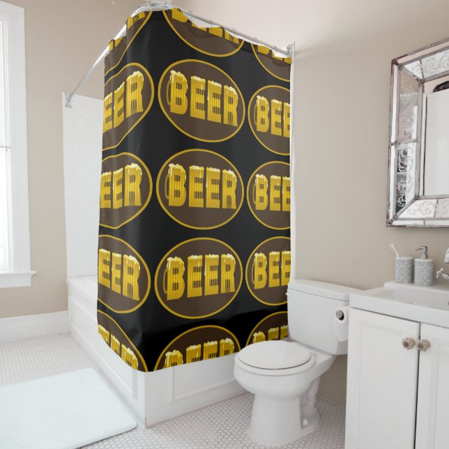 Rideaux De Douche Oval de la Mug de bière (En situation)