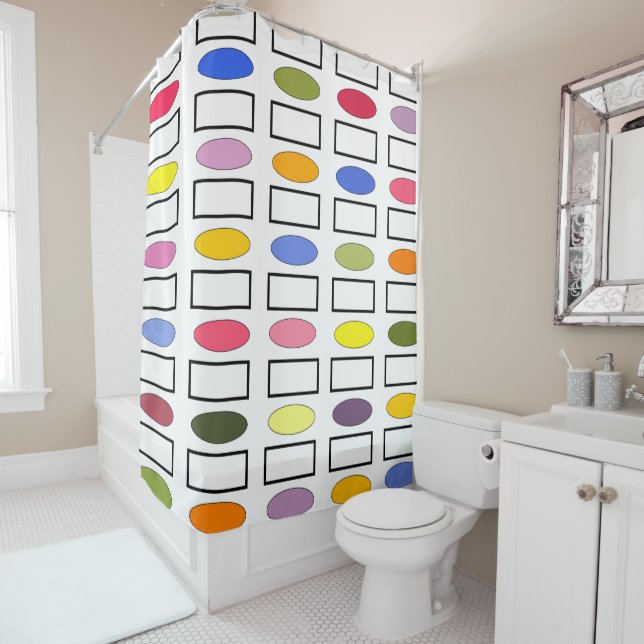 Rideaux De Douche Ovales et Rectangles - Jardin Fleur (En situation)