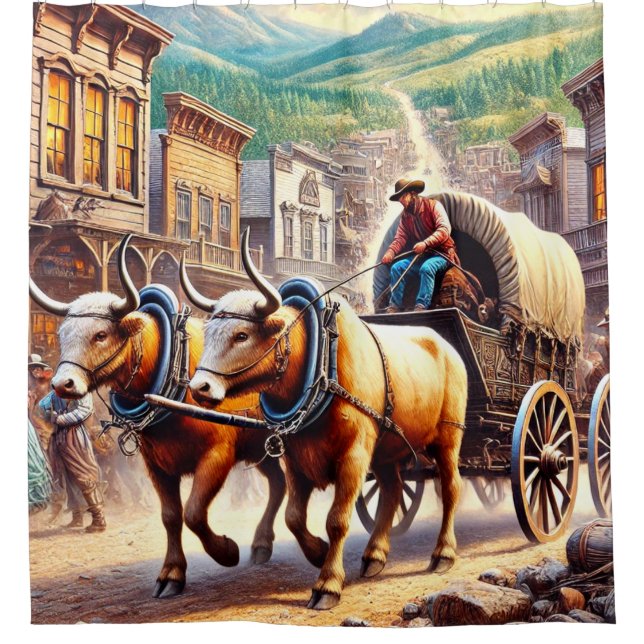 Rideaux De Douche Oxen et Panier (Devant)