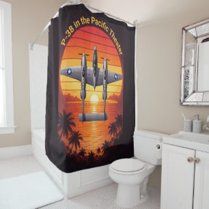 Rideaux De Douche P-38 Lightning dans le Pacifique
