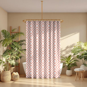 Rideaux De Douche Pail rose & blanc Géométrique Motif moderne