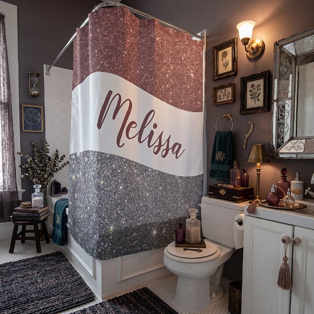 Rideaux De Douche Pailleté bicolore personnalisé (Créateur téléchargé)