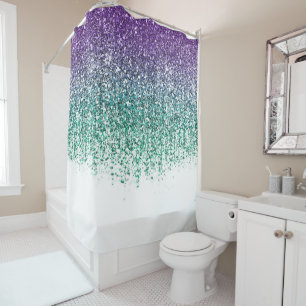 Rideaux De Douche Pailleté scintillant glamour sarcelle violet