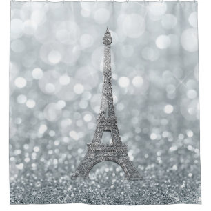 Rideaux De Douche Paillettes d'Argent Étincelles Paris Tour Eiffel G