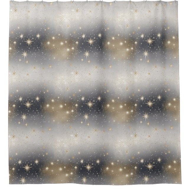 Rideaux De Douche Paillettes dorées et argentées chic  (Devant)