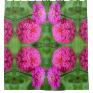 Rideaux De Douche Paire de fleurs rose Zinnia Gros plan Motif Abstra