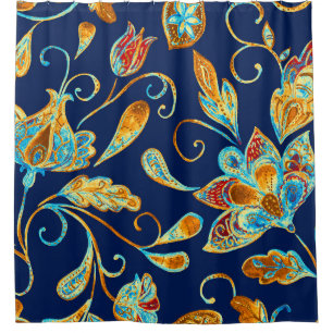 Rideaux De Douche Paisley aquarelle motif floral tuile : fleurs, f
