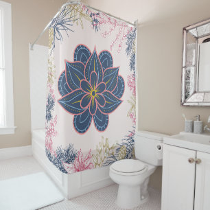 Rideaux De Douche Paisley Art, Blue and Purple Graphisme