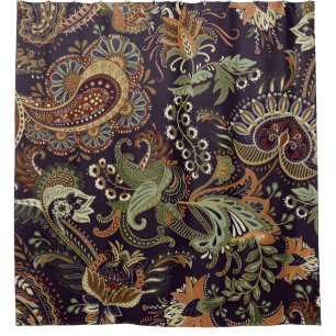 Rideaux De Douche Paisley Colorful Textile : Ethnic Vintage Design