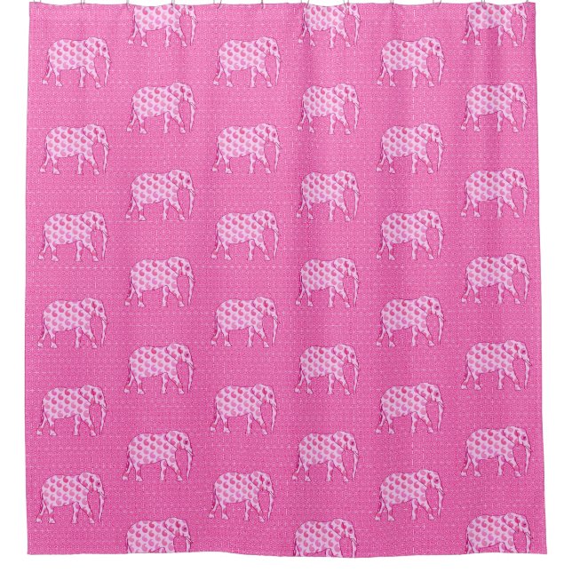 Rideaux De Douche Paisley Elephant, Ice Pink et Fuchsia (Devant)