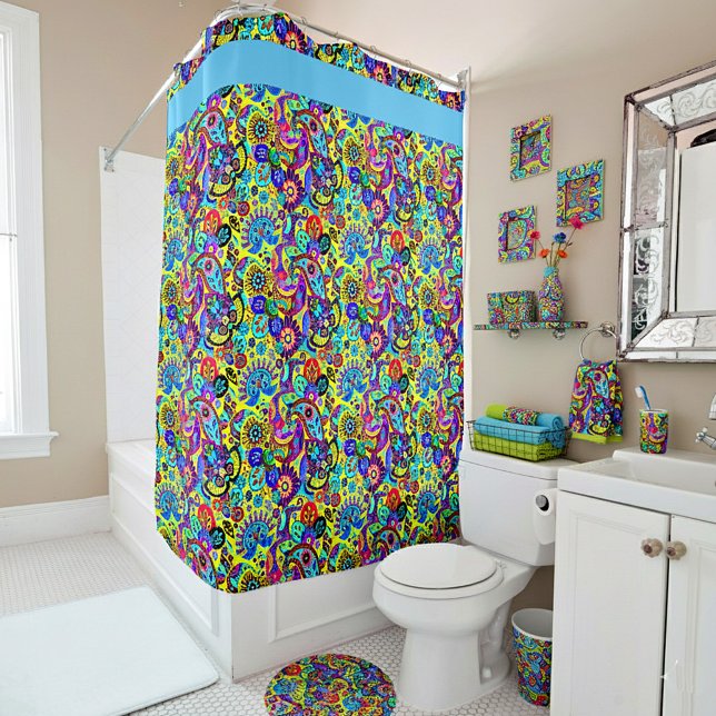 Rideaux De Douche Paisley floral brillant (Créateur téléchargé)