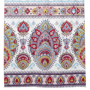 Rideaux De Douche Paisley indien floral, médaillon ethnique.