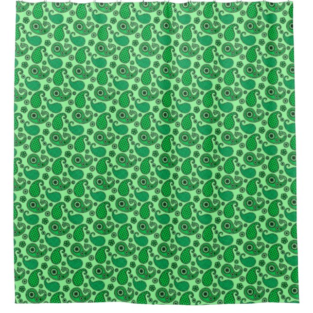 Rideaux De Douche Paisley motif, jade et vert menthe (Devant)