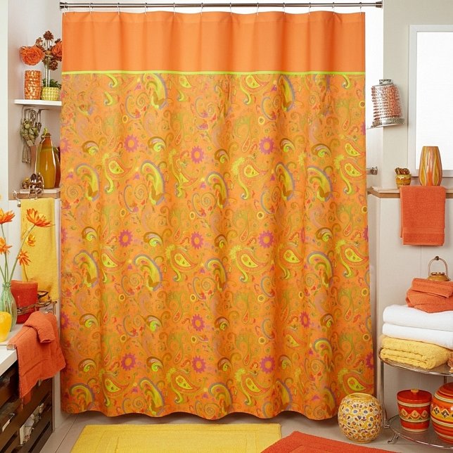 Rideaux De Douche Paisley orange (Créateur téléchargé)
