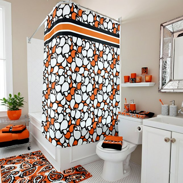Rideaux De Douche paisley orange et noir (Créateur téléchargé)