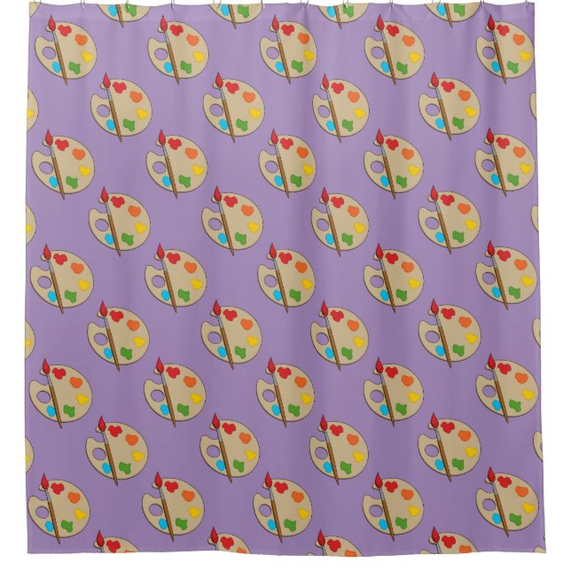 Rideaux De Douche Palette Artiste avec pinceau (Devant)