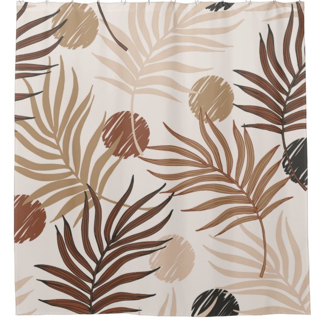 Rideaux De Douche palm feuille art sans couture motif sur terre ton (Devant)