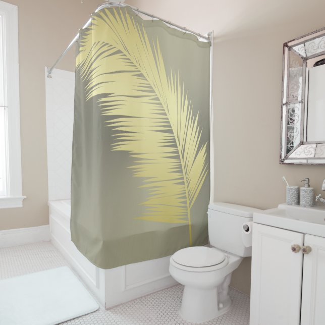 Rideaux De Douche Palm Tropical d'or feuille (En situation)