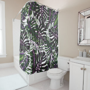 Rideaux De Douche Palme tropicale violette verte Feuille Summer Isla