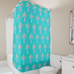 Rideaux De Douche Palmier tropical bleu des Caraïbes de Palm Spring