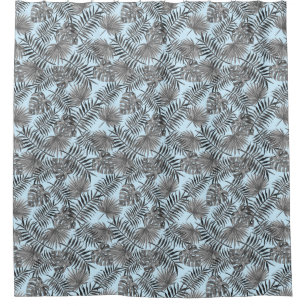 Rideaux De Douche Palmier Tropical Feuille Motif Bleu argent