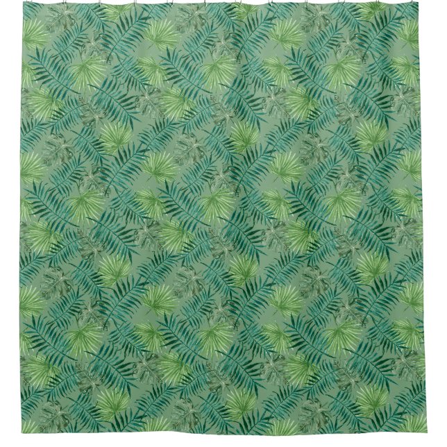Rideaux De Douche Palmier Tropical Feuille Motif vert (Devant)