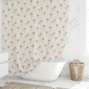 Rideaux De Douche Palmiers Boho Maison de Campagne Côtière Beige et
