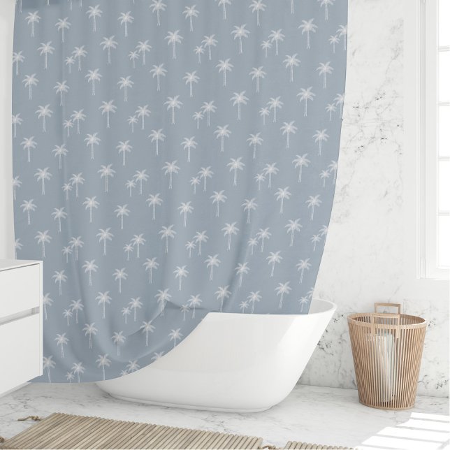 Rideaux De Douche Palmiers Boho Maison de Campagne Côtière Bleu Pous (Créateur téléchargé)